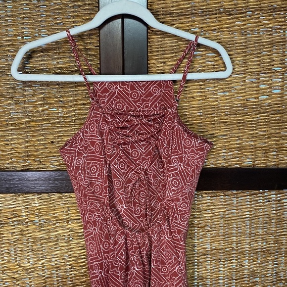Hollister XS spaghetti strap rust colored with cream design throughout sundress - Picture 6 of 10